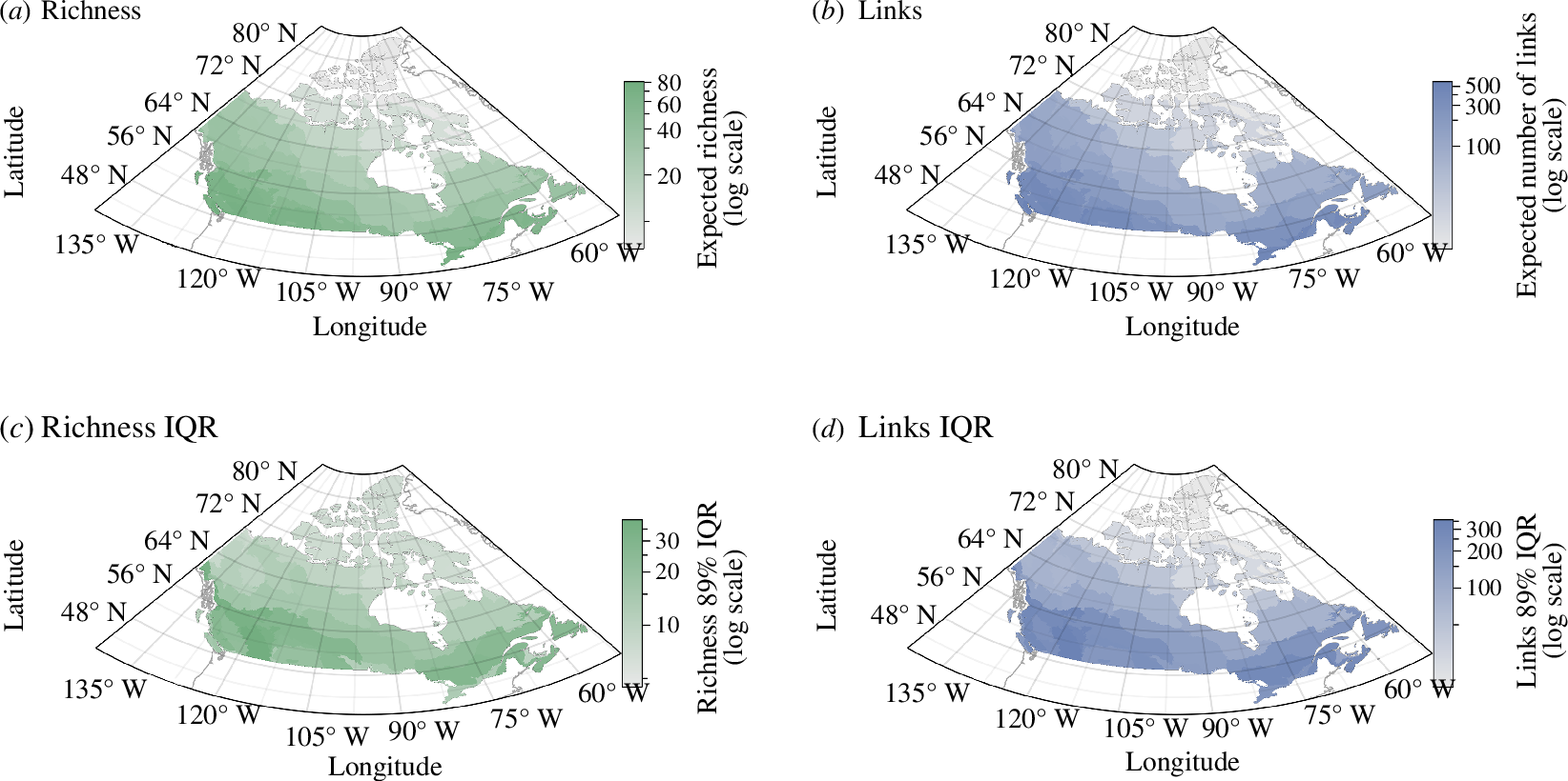 Spatially explicit food web predictions across regions.